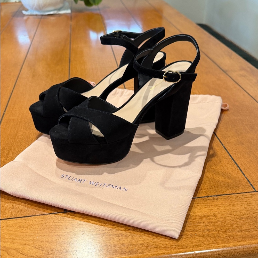 Stuart Weitzman Black Suede Platform Heels